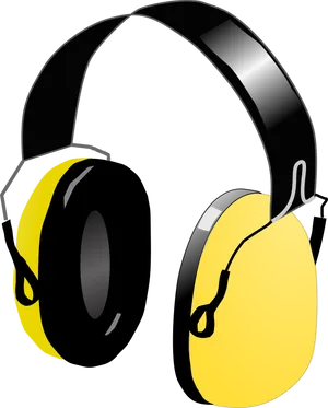 Yellow Black Over Ear Headphones PNG image