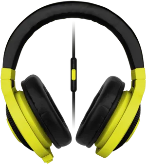 Yellow Black Over Ear Headphoneswith Mic PNG