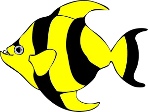 Yellow Black Tropical Fish Illustration.png PNG image