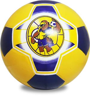 Yellow Blue Animated Eagle Soccer Ball