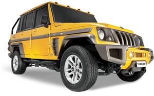 Yellow Bolero S U V Profile View PNG image