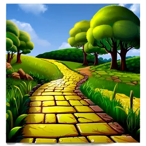 Yellow Brick Road Adventure Scene PNG Fcg