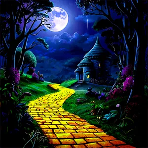 Yellow Brick Road In Moonlight PNG Ika11