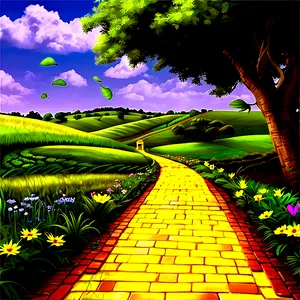Yellow Brick Road Through Countryside PNG 06262024 PNG