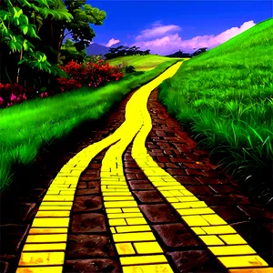 Yellow Brick Road Through Countryside PNG 06262024
