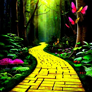 Yellow Brick Road Through Magical Forest Png Jks89 PNG image