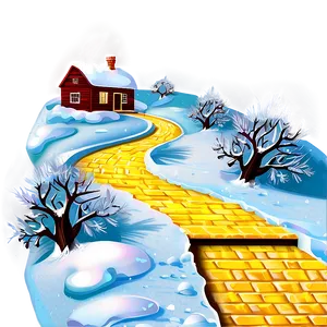 Yellow Brick Road Through Winter Snow PNG 06262024 PNG