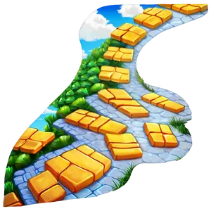 Yellow Brick Road Under Blue Sky Png Aql PNG image