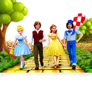Yellow Brick Road With Fairy Tale Characters PNG Pag PNG