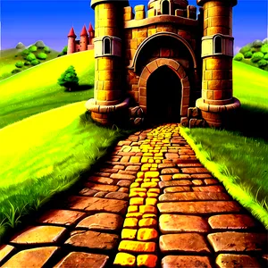 Yellow Brick Road With Gothic Castle PNG Dyr11 PNG