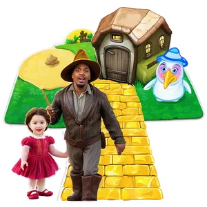 Yellow Brick Road With Magical Creatures PNG Qes21 PNG