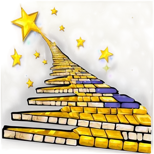 Yellow Brick Road With Night Stars PNG 22