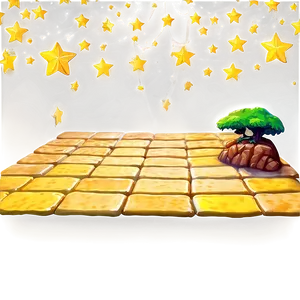 Yellow Brick Road With Night Stars PNG Pgk