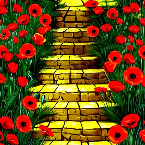 Yellow Brick Road With Poppy Fields PNG 52 PNG