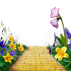 Yellow Brick Road With Spring Flowers PNG 06262024 PNG