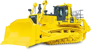 Yellow Bulldozer Side View PNG image