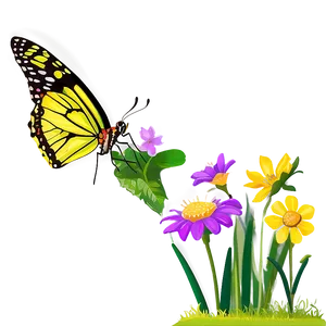 Yellow Butterfly In Garden PNG 06292024