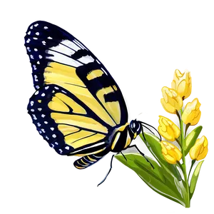 Yellow Butterfly In Garden PNG 06292024