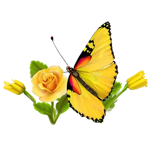 Yellow Butterfly In Garden PNG 28