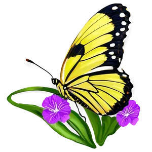 Yellow Butterfly On Flower Png 06292024 PNG image