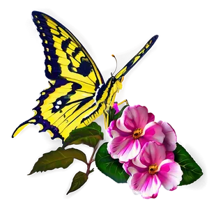 Yellow Butterfly On Flower Png 06292024 PNG image