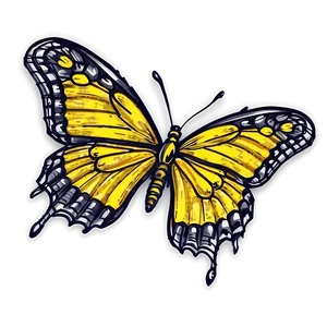 Yellow Butterfly Sketch PNG 06292024