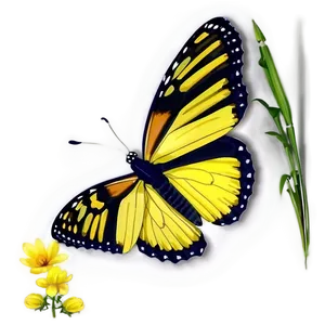 Yellow Butterfly With Shadow Png 06292024 PNG image