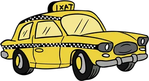 Yellow Cab Cartoon Illustration PNG image
