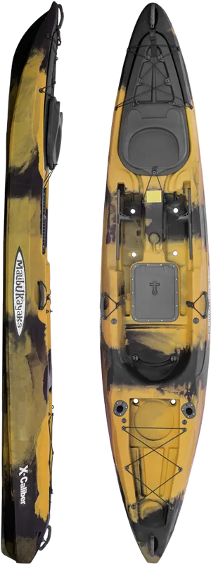 Yellow Camouflage Kayak Topand Side View PNG image