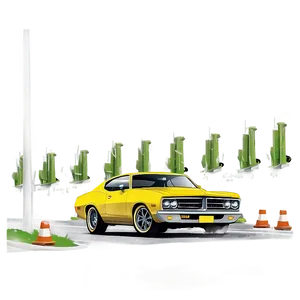 Yellow Car On Road PNG 06292024
