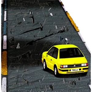 Yellow Car On Road PNG Ufv