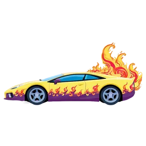 Yellow Car With Flames PNG Xmw45 PNG