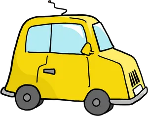 Yellow Cartoon Car Illustration PNG image