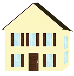 Yellow Cartoon House Front View