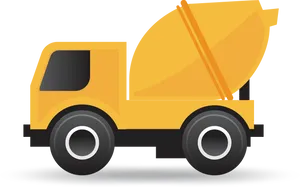 Yellow Concrete Mixer Truck Illustration PNG
