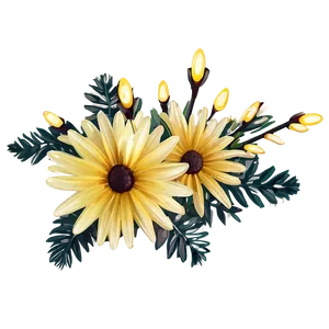 Yellow Daisy Festive Lights PNG Brj