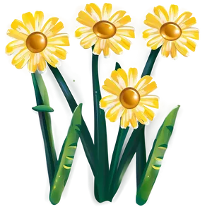Yellow Daisy Shaded Illustration PNG 06292024