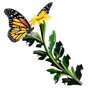 Yellow Daisy With Butterfly Png 97 PNG image