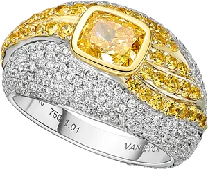 Yellow Diamond Engagement Ring Luxury Jewelry PNG image