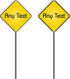 Yellow Diamond Road Signs Blank Text PNG