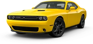 Yellow Dodge Challenger Side View PNG image
