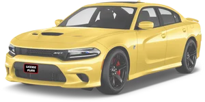 Yellow Dodge Charger S R T Side View PNG image