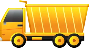 Yellow Dump Truck Vector Illustration PNG