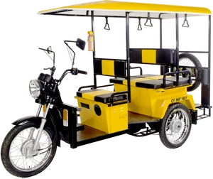 Yellow Electric Rickshaw Side View PNG image
