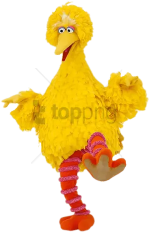 Yellow Feathered Character Dancing PNG image