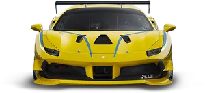 Yellow Ferrari Racecar Front View PNG image
