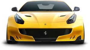 Yellow Ferrari Sports Car Front View PNG image