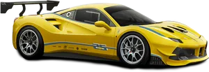 Yellow Ferrari488 Challenge Race Car PNG image