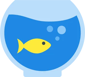 Yellow Fishin Blue Aquarium Bowl PNG image