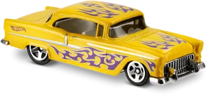 Yellow Flame Hot Wheels Classic Car PNG image